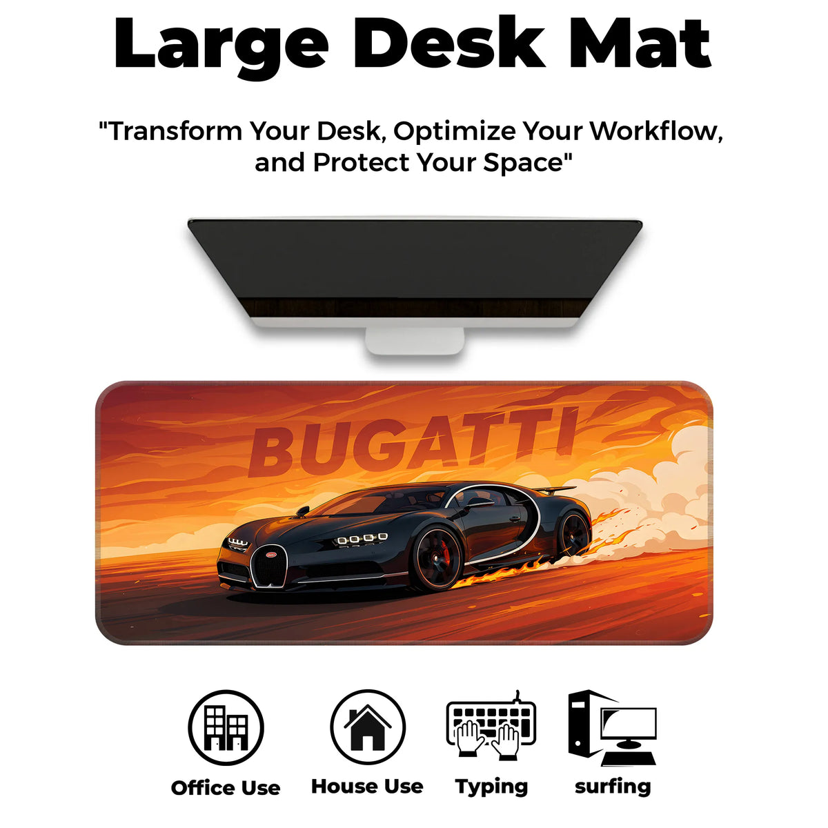 Bugatti Supercar Drift Black Edition Deskmat