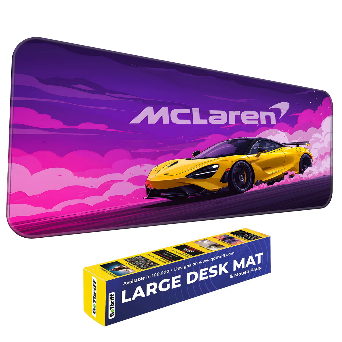 McLaren Yellow Drift Racing Supercar Deskmat