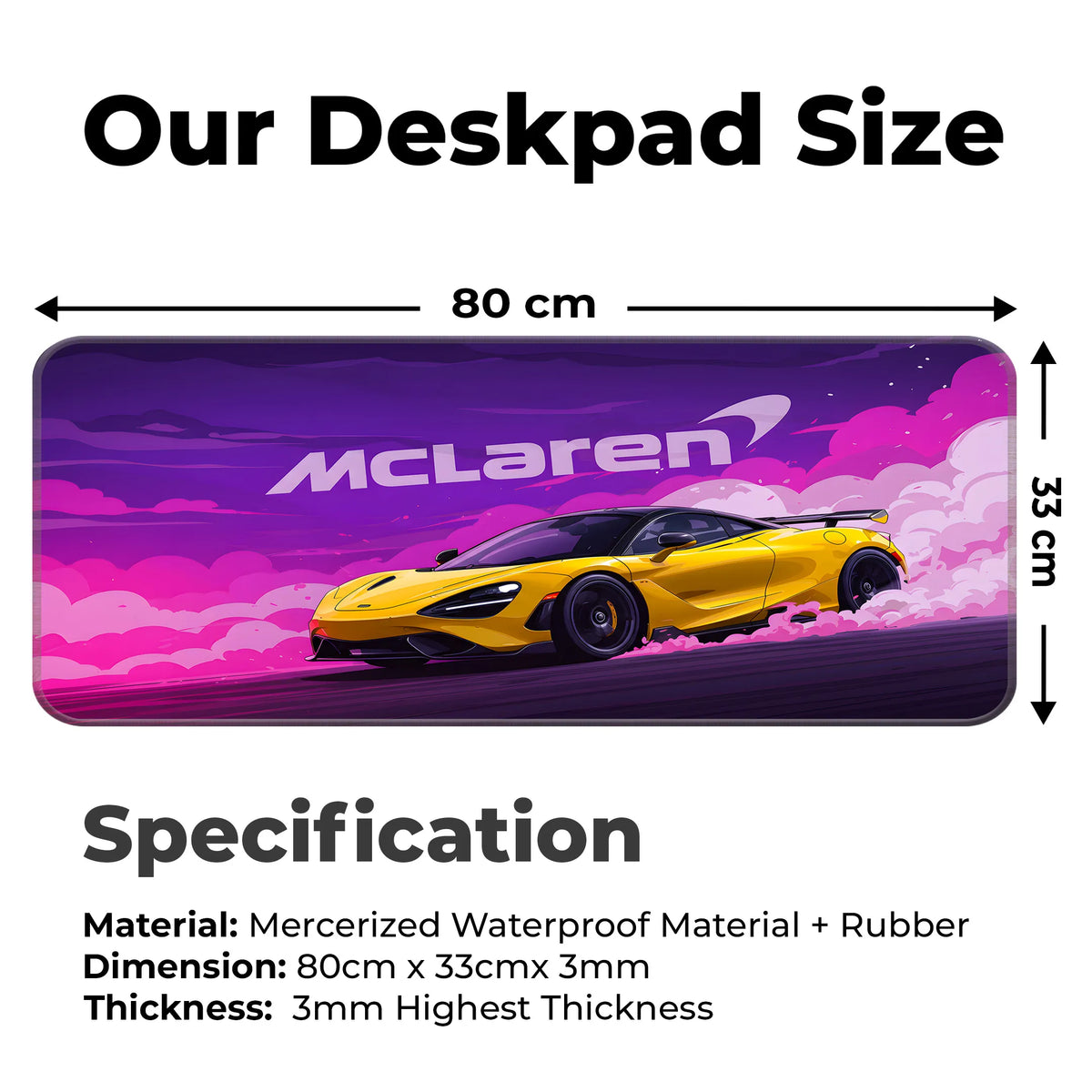 McLaren Yellow Drift Racing Supercar Deskmat