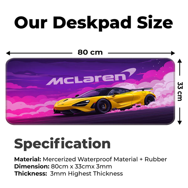 McLaren Yellow Drift Racing Supercar Deskmat