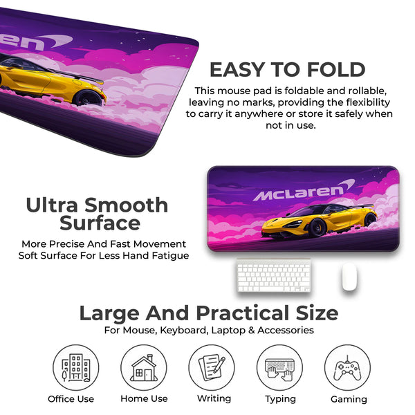 McLaren Yellow Drift Racing Supercar Deskmat
