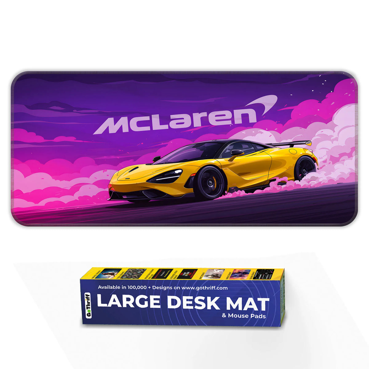 McLaren Yellow Drift Racing Supercar Deskmat