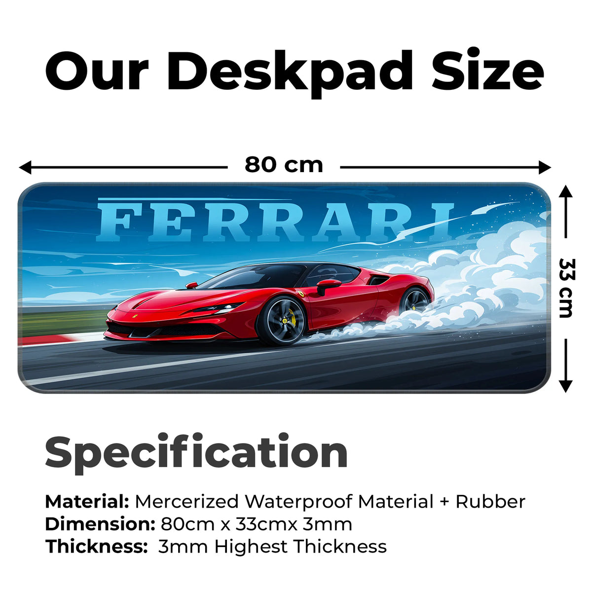 Ferrari Red Supercar Drift Racing Deskmat