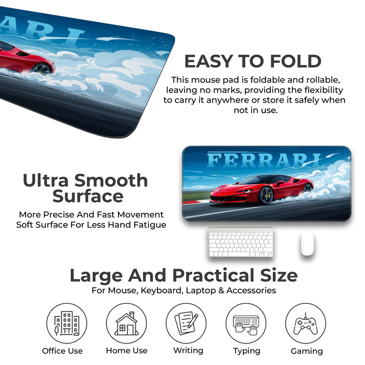 Ferrari Red Supercar Drift Racing Deskmat