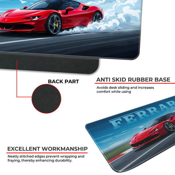 Ferrari Red Supercar Drift Racing Deskmat