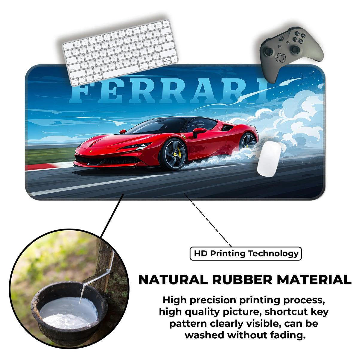 Ferrari Red Supercar Drift Racing Deskmat