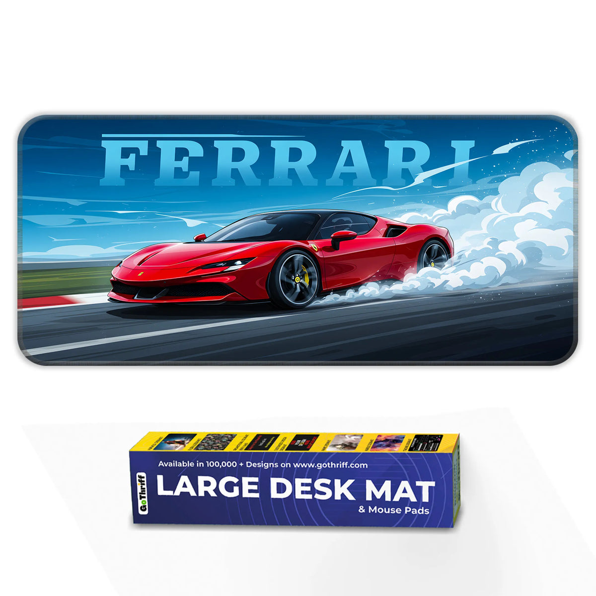 Ferrari Red Supercar Drift Racing Deskmat