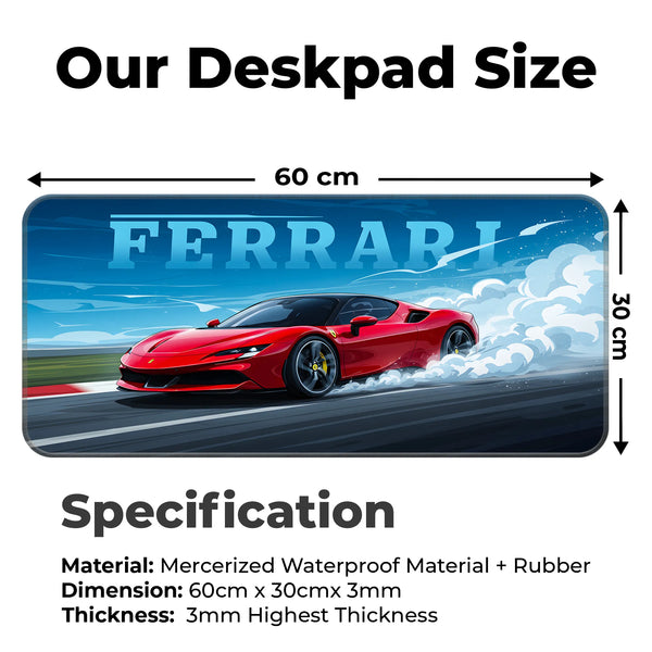 Ferrari Red Supercar Drift Racing Deskmat