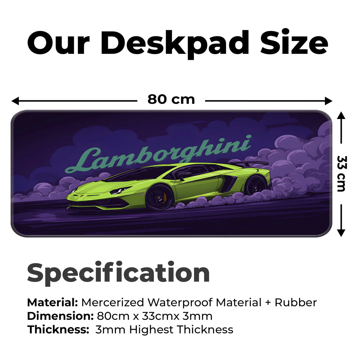 Lamborghini Green Drift Racing Supercar Deskmat