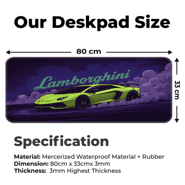Lamborghini Green Drift Racing Supercar Deskmat