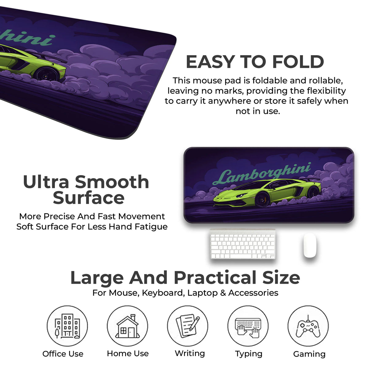 Lamborghini Green Drift Racing Supercar Deskmat
