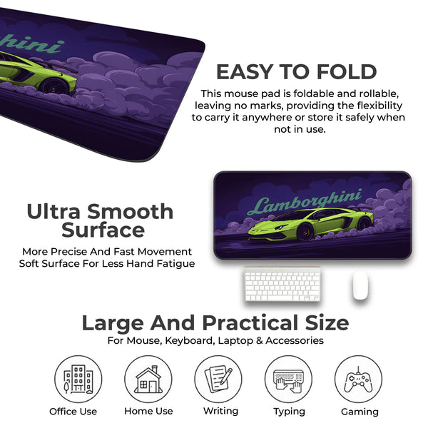 Lamborghini Green Drift Racing Supercar Deskmat