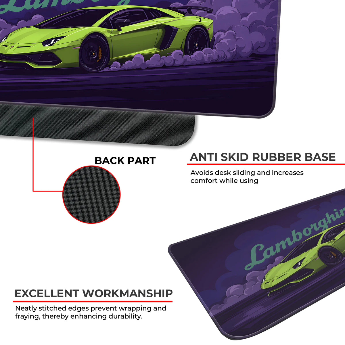 Lamborghini Green Drift Racing Supercar Deskmat