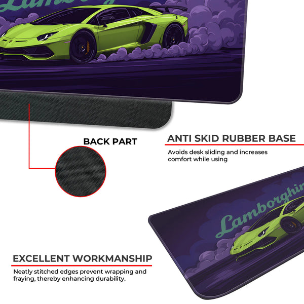 Lamborghini Green Drift Racing Supercar Deskmat