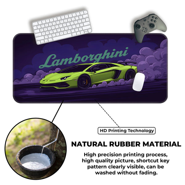 Lamborghini Green Drift Racing Supercar Deskmat