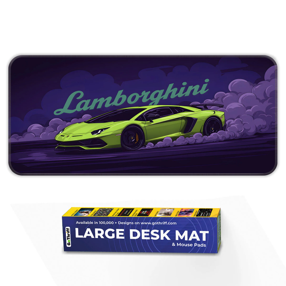 Lamborghini Green Drift Racing Supercar Deskmat