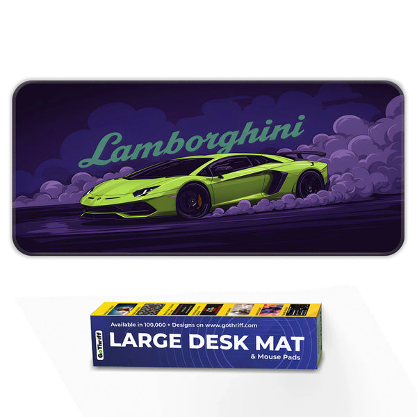 Lamborghini Green Drift Racing Supercar Deskmat