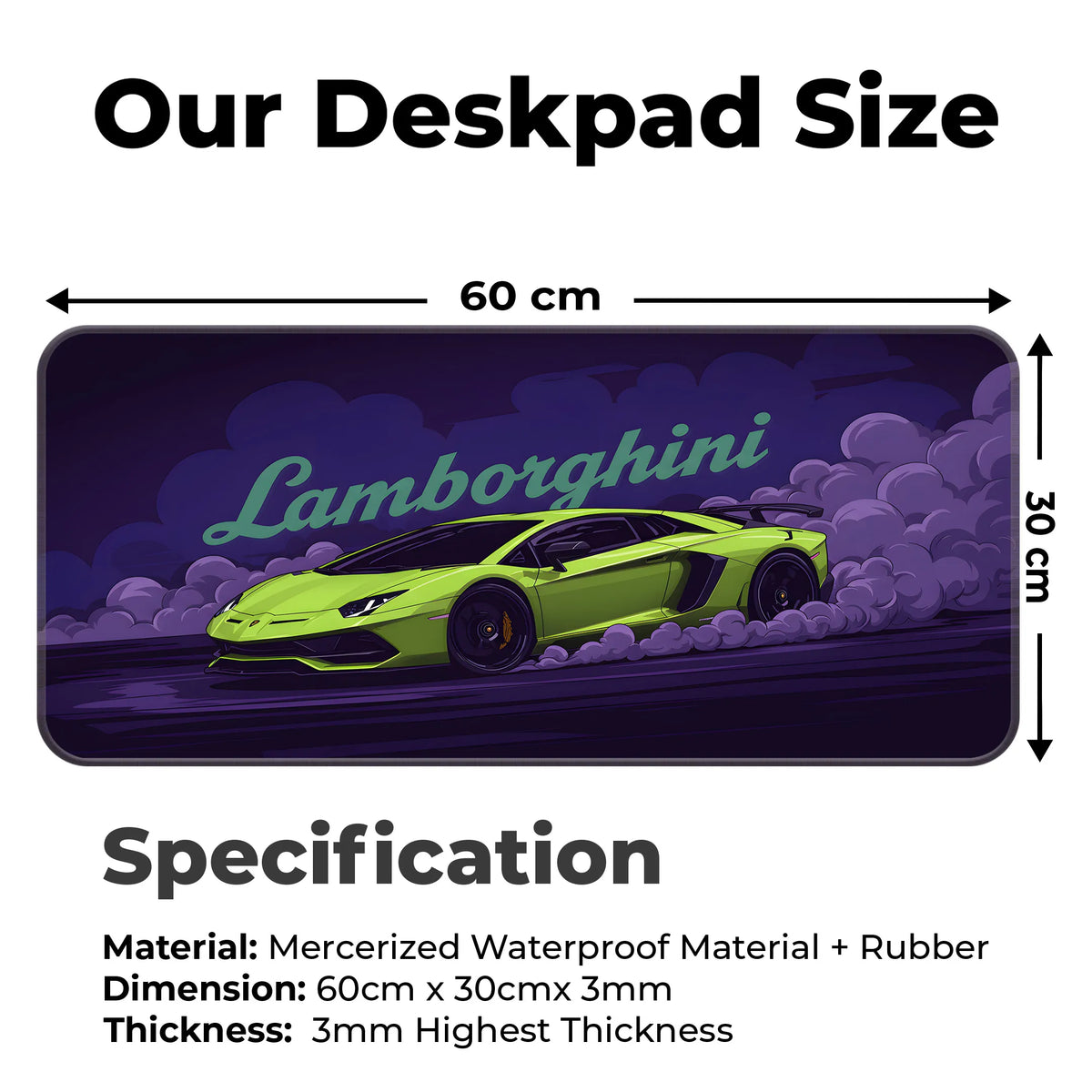 Lamborghini Green Drift Racing Supercar Deskmat
