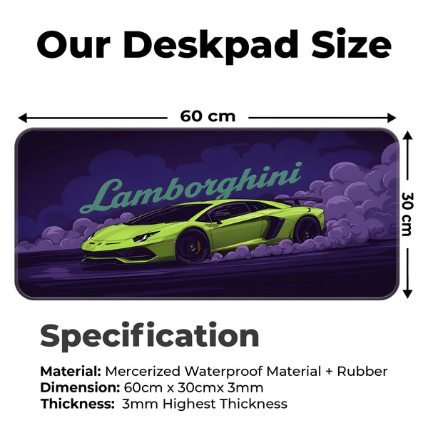 Lamborghini Green Drift Racing Supercar Deskmat