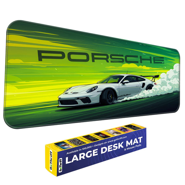 Porsche White GT Drift Racing Deskmat