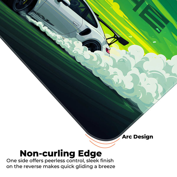 Porsche White GT Drift Racing Deskmat