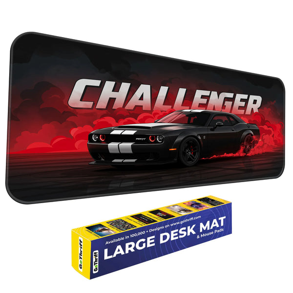 Dodge Challenger Black Drift Muscle Car Deskmat