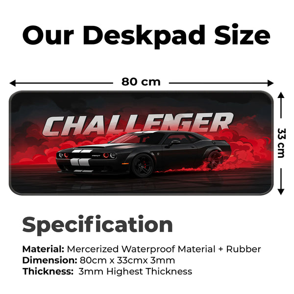 Dodge Challenger Black Drift Muscle Car Deskmat