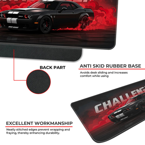 Dodge Challenger Black Drift Muscle Car Deskmat
