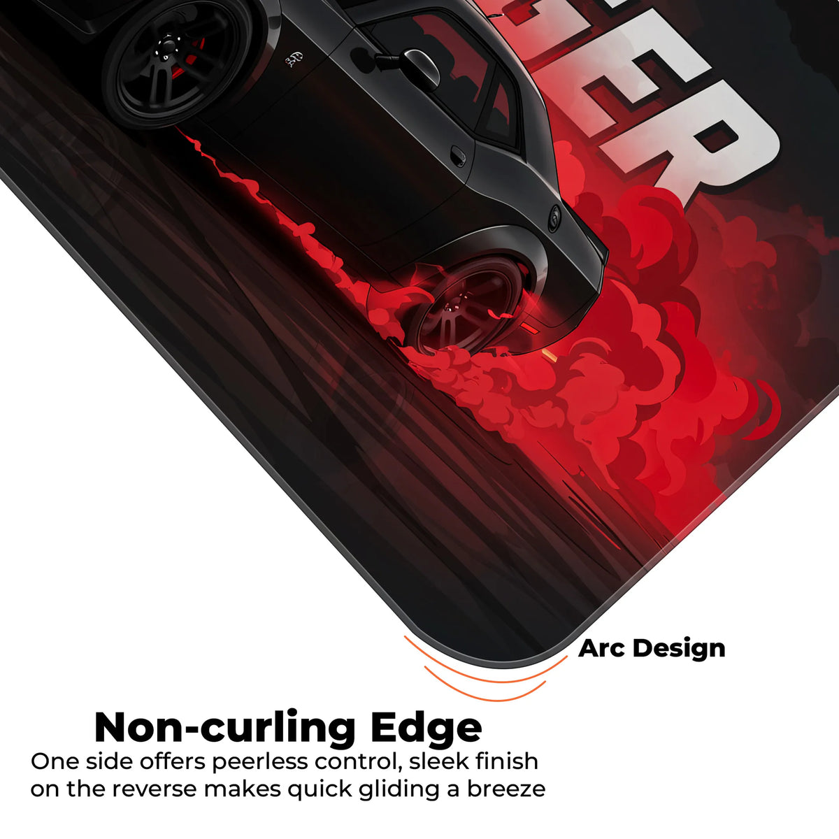 Dodge Challenger Black Drift Muscle Car Deskmat