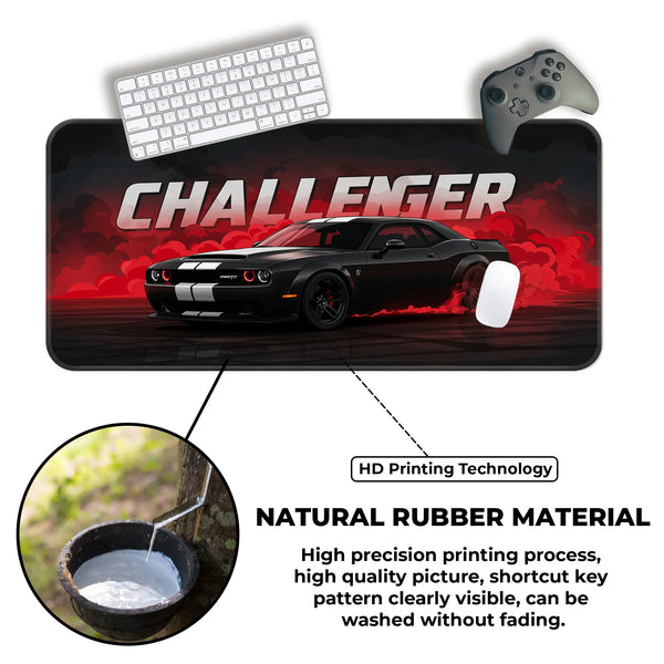 Dodge Challenger Black Drift Muscle Car Deskmat