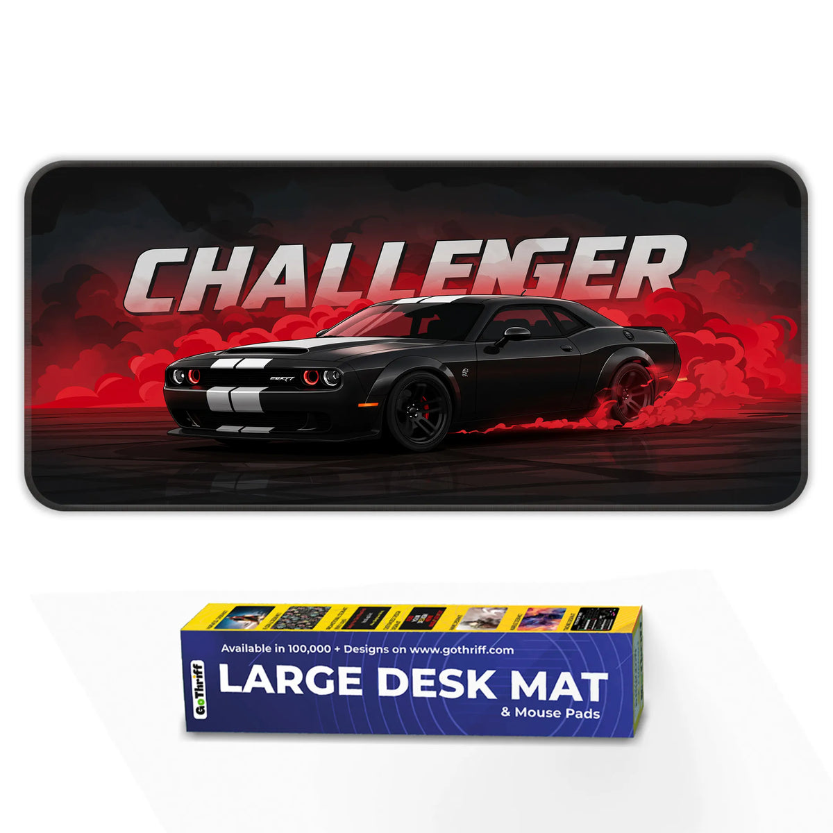 Dodge Challenger Black Drift Muscle Car Deskmat