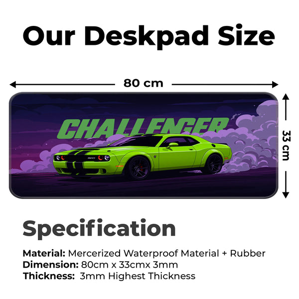 Dodge Challenger Green Drift Racing Deskmat