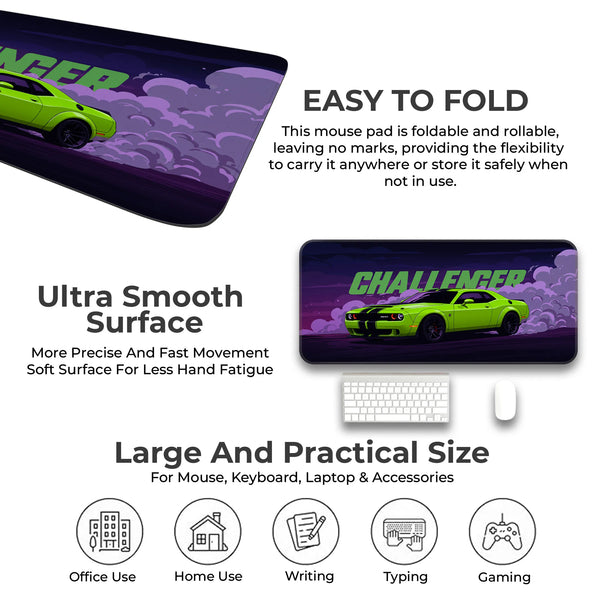Dodge Challenger Green Drift Racing Deskmat
