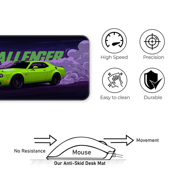 Dodge Challenger Green Drift Racing Deskmat
