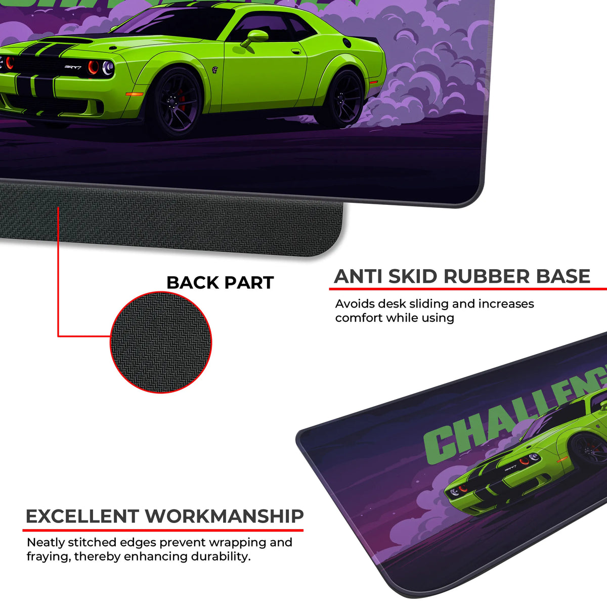 Dodge Challenger Green Drift Racing Deskmat