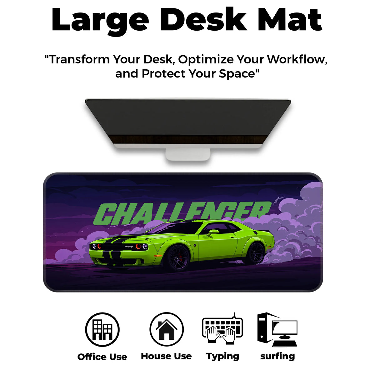 Dodge Challenger Green Drift Racing Deskmat