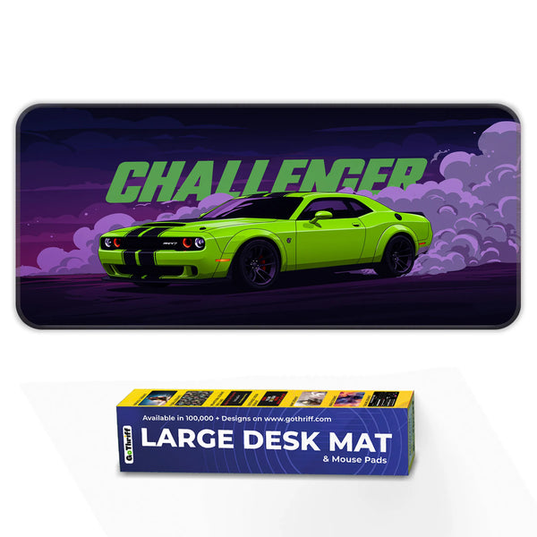 Dodge Challenger Green Drift Racing Deskmat