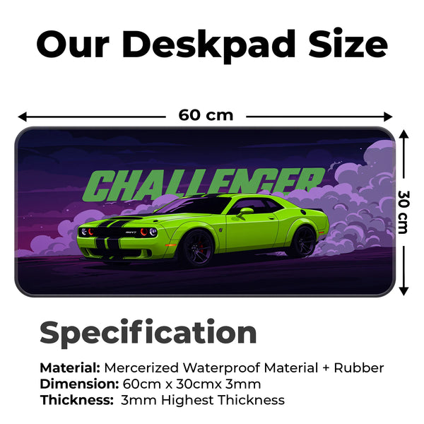 Dodge Challenger Green Drift Racing Deskmat
