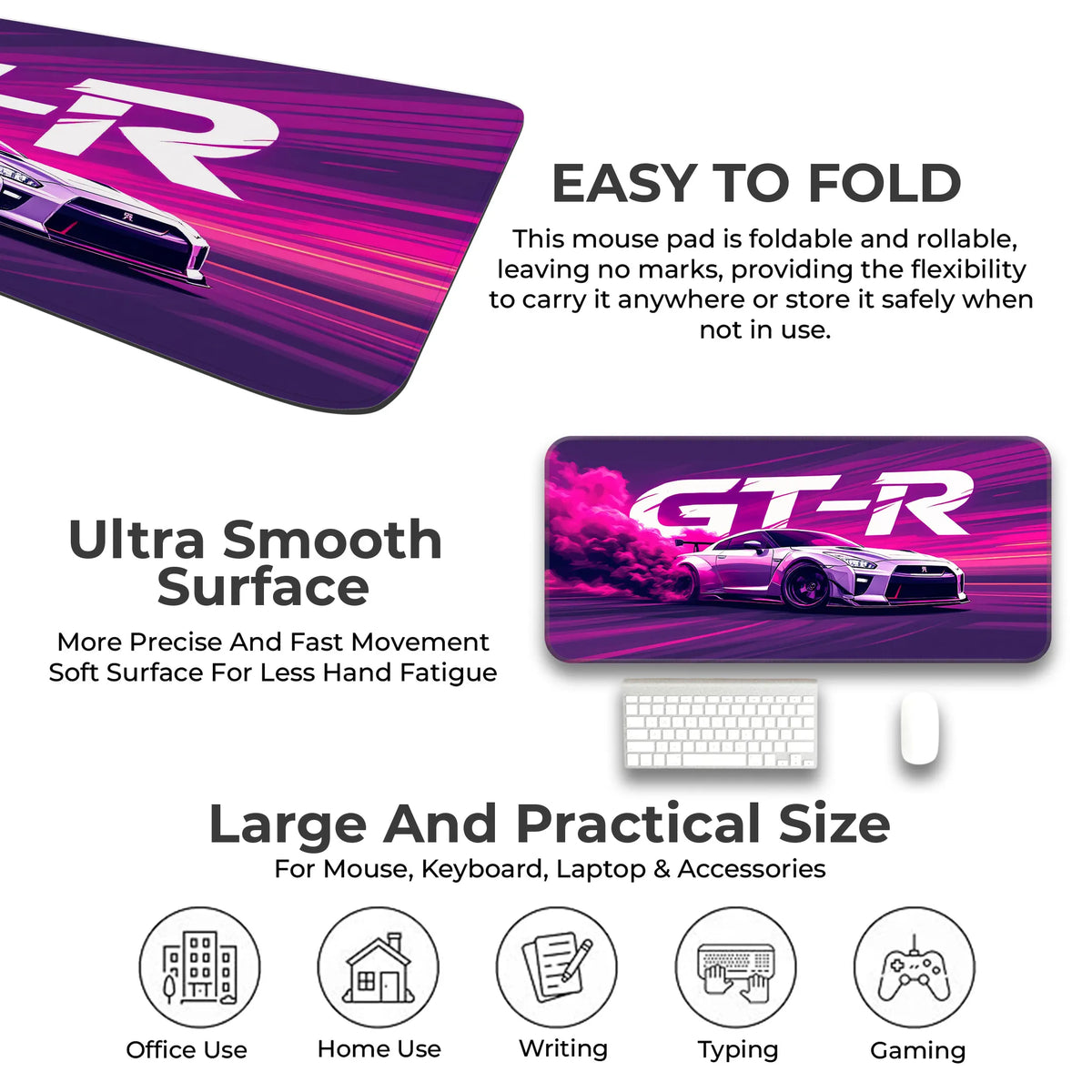 Nissan GT-R Pink Drift Racing Supercar Deskmat