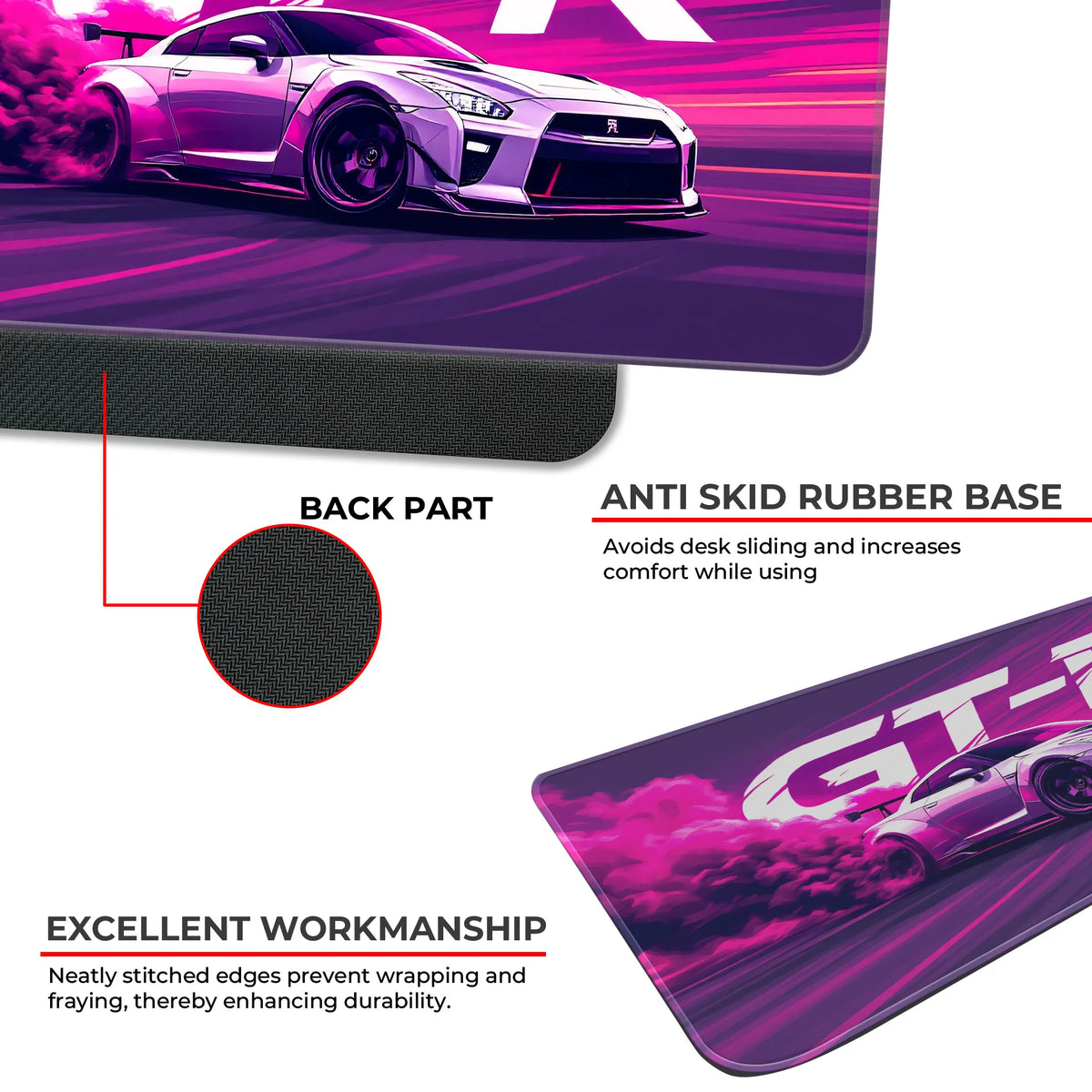 Nissan GT-R Pink Drift Racing Supercar Deskmat