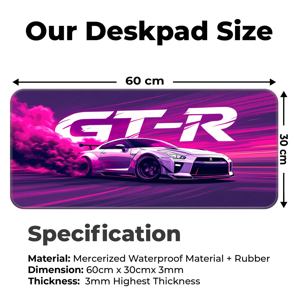 Nissan GT-R Pink Drift Racing Supercar Deskmat