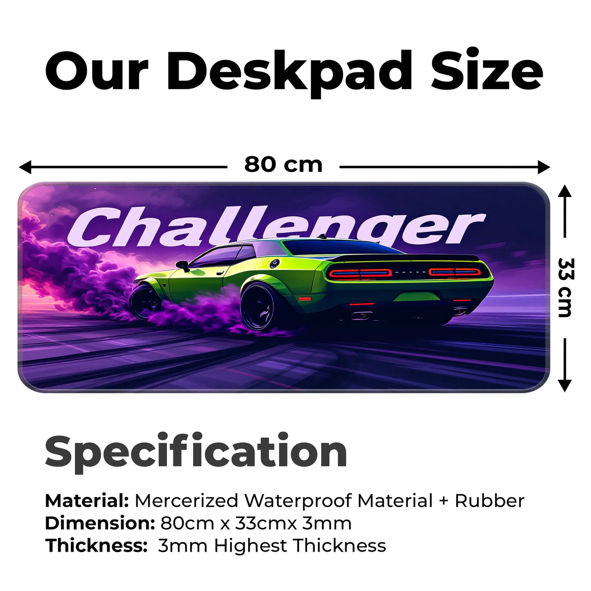 Dodge Challenger Green Drift Muscle Car Deskmat