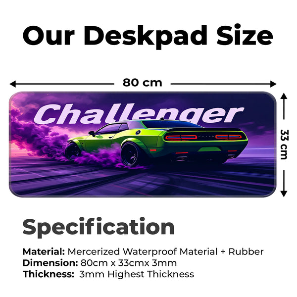 Dodge Challenger Green Drift Muscle Car Deskmat