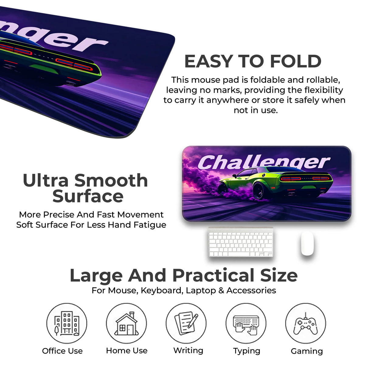 Dodge Challenger Green Drift Muscle Car Deskmat