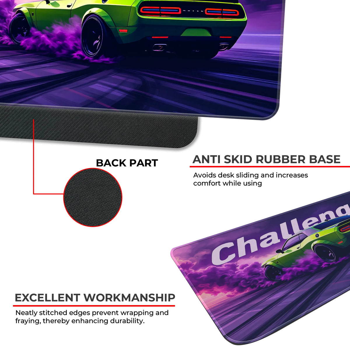 Dodge Challenger Green Drift Muscle Car Deskmat