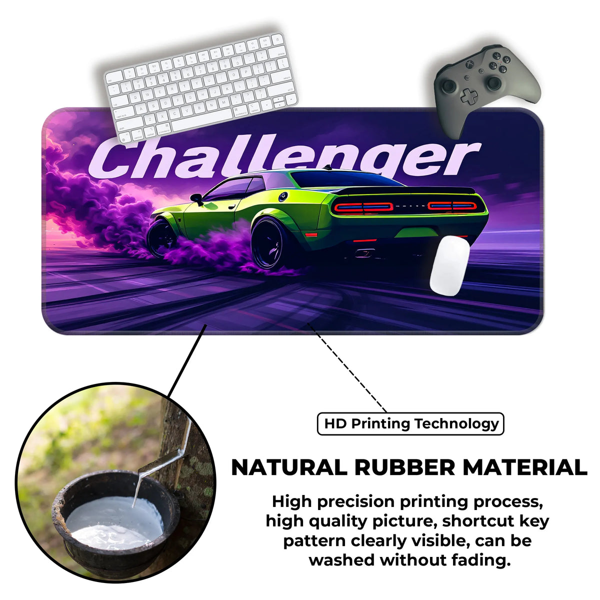 Dodge Challenger Green Drift Muscle Car Deskmat