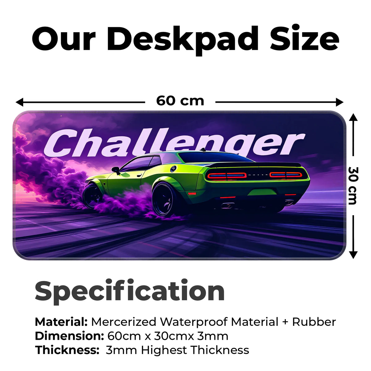 Dodge Challenger Green Drift Muscle Car Deskmat
