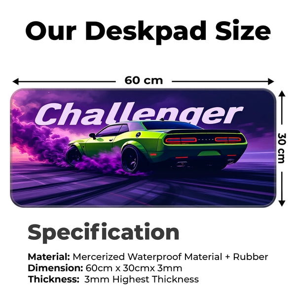 Dodge Challenger Green Drift Muscle Car Deskmat