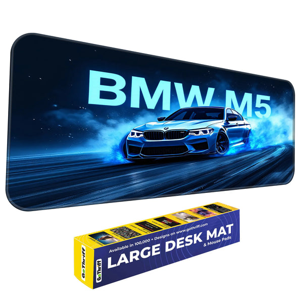 BMW M5 Blue Drift Racing Glow Deskmat