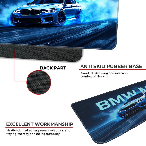 BMW M5 Blue Drift Racing Glow Deskmat